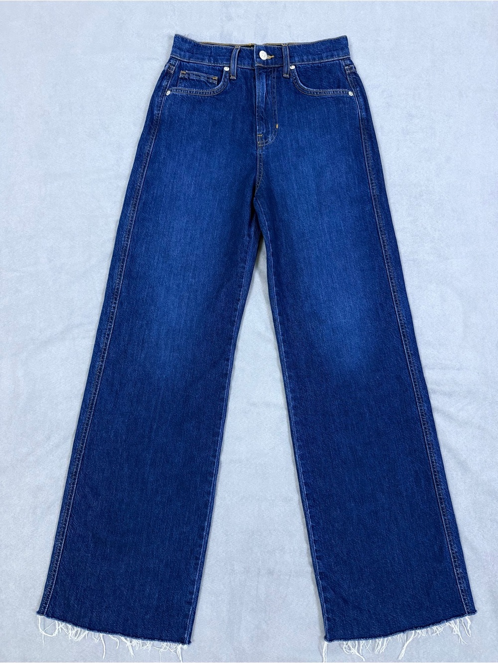 Veronica Beard Taylor Relaxed Wide Leg High Rise Jeans Bright Blue